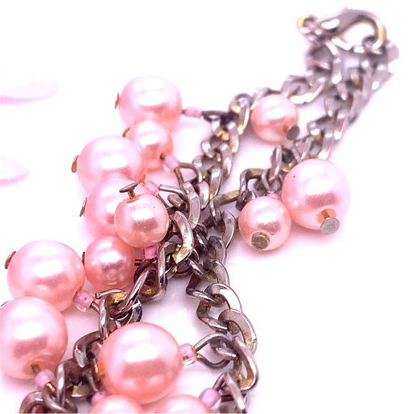 Charming Pink Pearl Chain Bracelet 7.5” - Picture 7 of 7